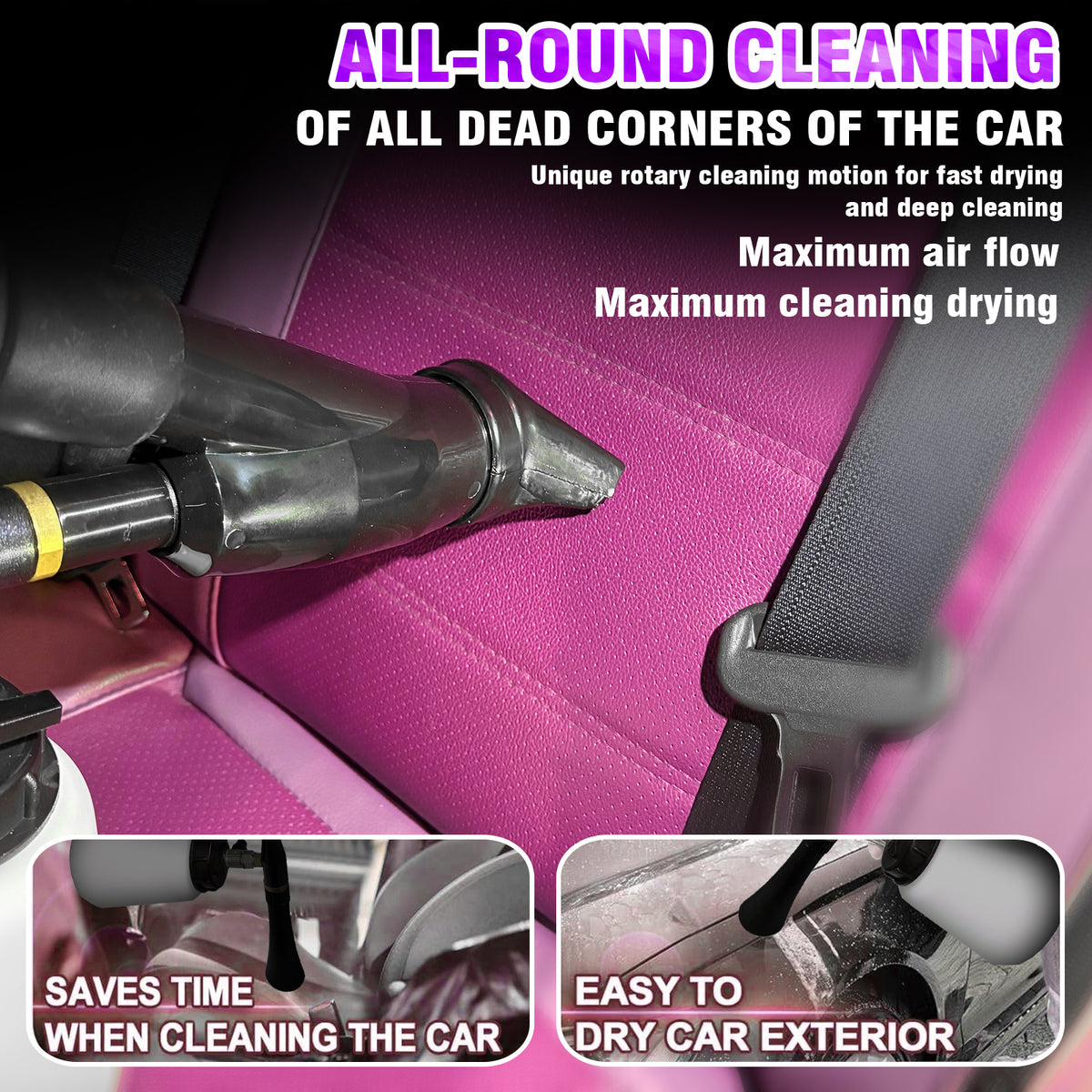 2-in-1 Air Blow Gun & Vacuum Gun with Adjustable Air Flow Nozzle, Cleaning Gun, Works with Air Compressor