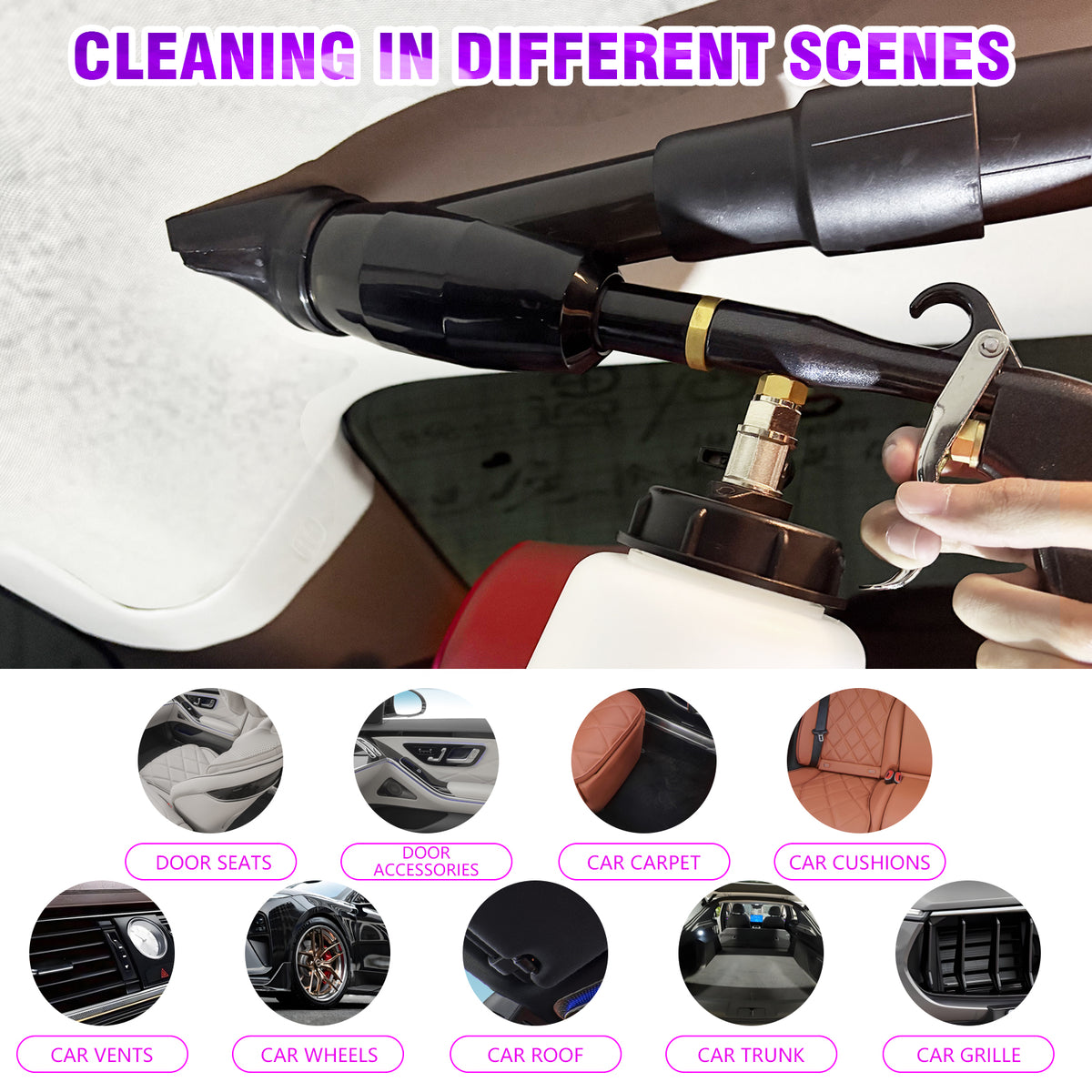 2-in-1 Air Blow Gun & Vacuum Gun with Adjustable Air Flow Nozzle, Cleaning Gun, Works with Air Compressor