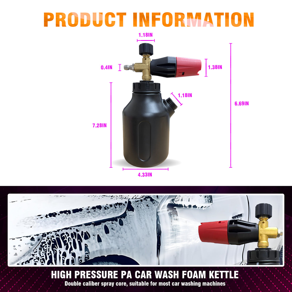 Professional Car Washer Foam Pot Angle Adjustable Detachable Portable Handheld Foam Bottle Sprayer