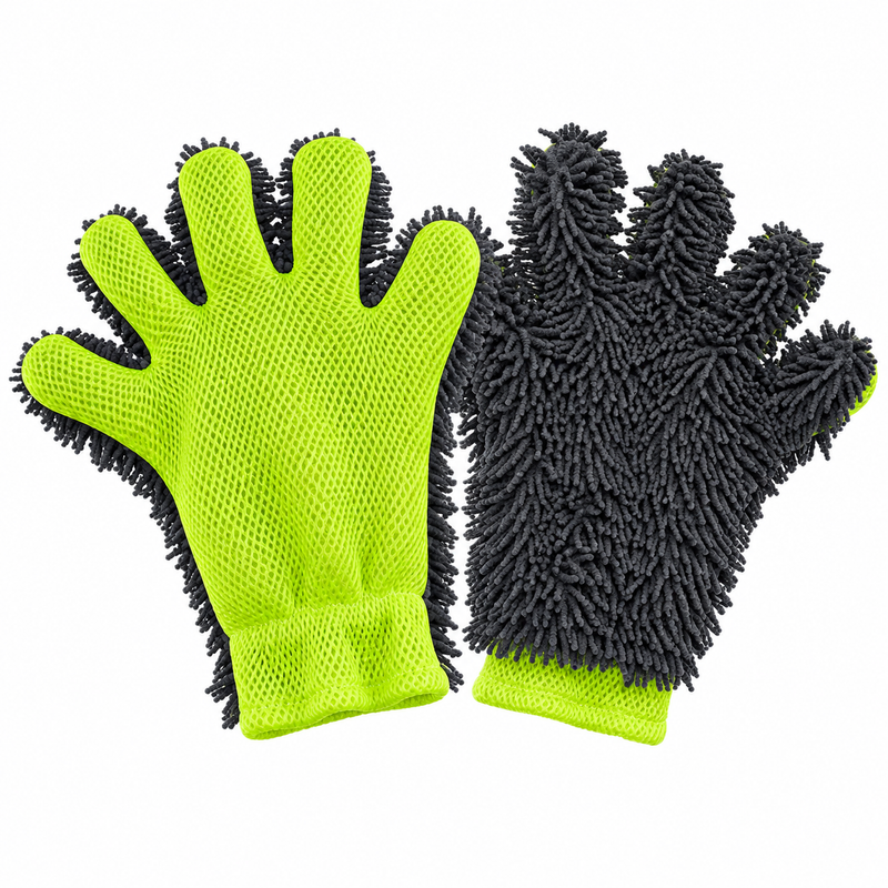 Chenille Microfiber Car Wash Mitt, Car Washing Glove with Breathable Mesh, Double-Sided Scratch-Free Auto Detailing Mitt for Car Exterior, Wheels, Glass, Interior Dusting and Home Cleaning