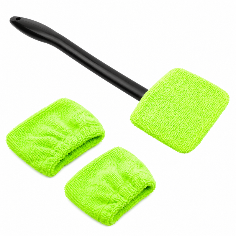 Car Windshield Cleaner Tool with 2 Microfiber Pads, Auto Glass Wiper